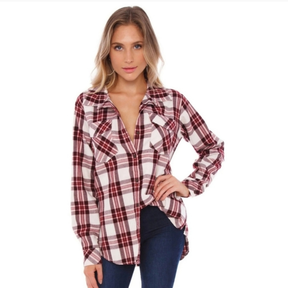Sanctuary Boyfriend for Life Renegade Plaid Long Sleeve Button Front Relaxed Fit
